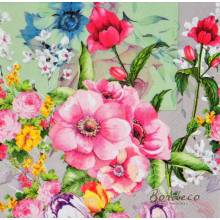 Serwetka decoupage firmy AMBIENTE kwiaty kolorowe 25x25cm